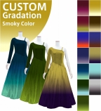 [Gradation] Custom One Shoulder Long Sleeve Dress with Velvet × Shantung / Smoky Color-Gradation / J...