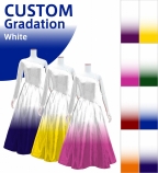[Gradation] Custom One Shoulder Long Sleeve Dress with Velvet × Shantung / White Color-Gradation / J...