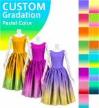 [Gradation]Custom Midi Dress with Shantung / Pastel Color Gradation / JC50-gradation-P