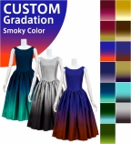 [Gradation]Custom Midi Dress with Shantung/ Smoky Color Gradation / JC50-gradation-S