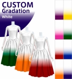 [Gradation]Custom Midi Dress with Shantung / White Color Gradation / JC50-gradation-W
