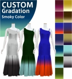 [Gradation]Custom One Shoulder Long Dress with Velvet / Smoky Color Gradation / JC54-gradation-S
