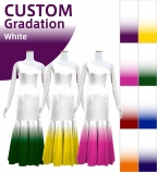 [Gradation]Custom One Shoulder Long Dress with Velvet / White Color Gradation / JC54-gradation-W