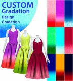[Gradation]Custom Midi Halterneck Dress with Shantung / Design-Gradation / JC57-gradation-D