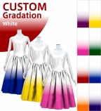 [Gradation]Custom Midi Halterneck Dress with Shantung / White Color Gradation / JC57-gradation-W