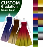 [Gradation] Custom Long Dress with Velvet × Shantung / Smoky Color-Gradation / JC76-gradation-S