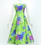 Japan Fabric Long Dress with Chrysanthemum & Plum Blossom & Cherry Blossom Print / Shantung / Light ...