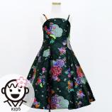 Kids Japan Fabric Long Dress with Chrysanthemum & Plum Blossom & Cherry Blossom Print / Shantung / B...