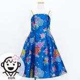 Kids Japan Fabric Long Dress with Chrysanthemum & Plum Blossom & Cherry Blossom Print / Shantung / B...