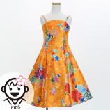 Kids Japan Fabric Long Dress with Chrysanthemum & Plum Blossom & Cherry Blossom Print / Shantung / O...
