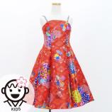 Kids Japan Fabric Long Dress with Chrysanthemum & Plum Blossom & Cherry Blossom Print / Shantung / R...