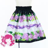Hula Kids Shantung Pa'u Skirt with Cattleya Lei Print / Luxury Collection / Black / Jp177bk