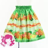Hula Kids Shantung Pa'u Skirt with Cattleya Lei Print / Luxury Collection / Green /Jp177gr