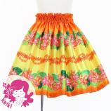 Hula Kids Shantung Pa'u Skirt with Cattleya Lei Print / Luxury Collection / Orange / Jp177or
