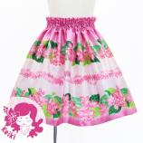 Hula Kids Shantung Pa'u Skirt with Cattleya Lei Print / Luxury Collection / Pink / Jp177pi