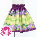 Hula Kids Shantung Pa'u Skirt with Cattleya Lei Print / Luxury Collection / Red Purple /Jp177rdpu