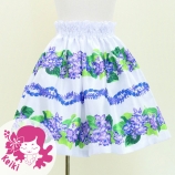 Hula Kids Shantung Pa'u Skirt with Cattleya Lei Print / Luxury Collection / White / Jp177wh