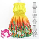 Hula Keiki Set-Up with Hawaiian Flower & Leaf Print / Luxury Collection / Jp193-3