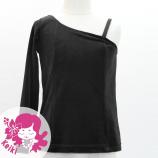 Hula Kids One Shoulder Long Sleeve Blouse with Velvet Keiki / Black / Jp200bk