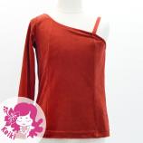 Hula Kids One Shoulder Long Sleeve Blouse with Velvet Keiki / Dark Red 2 / Jp200drd2