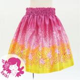 Hula Kids Shantung Pa'u Skirt with Plumeria & Monstera Print / Luxury Collection / Pink / Jp216pi