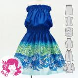 Hula Keiki Set-Up with Plumeria & Monstera Print / Luxury Collection / Blue / Jp217bl