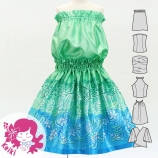 Hula Keiki Set-Up with Plumeria & Monstera Print / Luxury Collection / Light Green / Jp217lgr