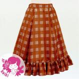Hula Kids Long Frill Shantung Circular Skirt with Palaka Check Print / Brown / Jp224br