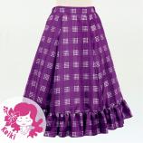 Hula Kids Long Frill Shantung Circular Skirt with Palaka Check Print / Deep Purple / Jp224dpu
