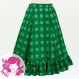 Hula Kids Long Frill Shantung Circular Skirt with Palaka Check Print / Green / Jp224gr