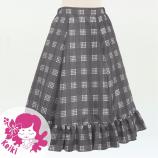 Hula Kids Long Frill Shantung Circular Skirt with Palaka Check Print / Gray / Jp224gy