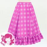 Hula Kids Long Frill Shantung Circular Skirt with Palaka Check Print / Lilac / Jp224li