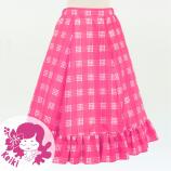 Hula Kids Long Frill Shantung Circular Skirt with Palaka Check Print / Pink / Jp224pi