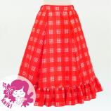 Hula Kids Long Frill Shantung Circular Skirt with Palaka Check Print / Red / Jp224rd