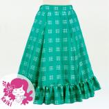 Hula Kids Long Frill Shantung Circular Skirt with Palaka Check Print / Turquoise Blue / Jp224tbl