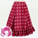 Hula Kids Long Frill Shantung Circular Skirt with Palaka Check Print / Wine / Jp224wi