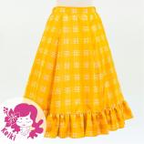 Hula Kids Long Frill Shantung Circular Skirt with Palaka Check Print / Yellow / Jp224ye