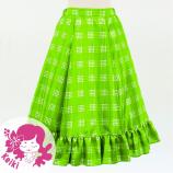 Hula Kids Long Frill Shantung Circular Skirt with Palaka Check Print / Yellow Green / Jp224yegr