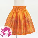Hula Kids Shantung Pa'u Skirt with Hawaiian Leaf Print / Luxury Collection / Orange / Jp225or