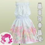 Hula Keiki Set-Up with Hawaiian Leaf Print / Luxury Collection / White / Jp226wh
