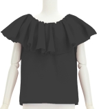 Hula Frilled Collar Blouse with Koshibo / Black / J3316bk