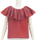 Hula Frilled Collar Blouse with Koshibo / Dark Red 2 / J3316drd2