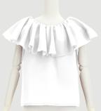 Hula Frilled Collar Blouse with Koshibo / White / J3316wh