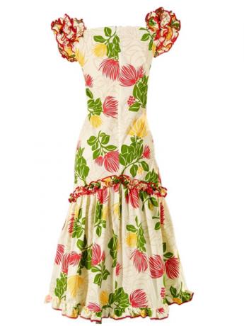 Hula Long Dress with Lehua Print / Beige / J1147be