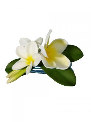 Hula Hair Clip / Pulumeria / Yellow and White / J1348w
