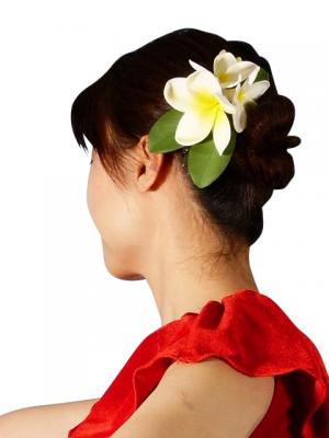 Hula Hair Clip / Pulumeria / Yellow and White / J1348w