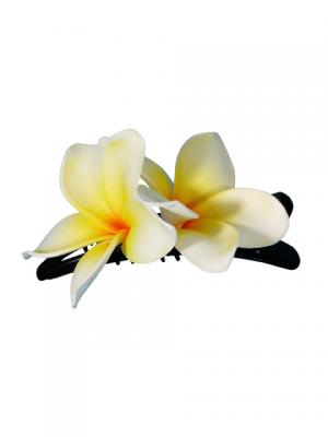 Hula Hair Clip / Pulumeria / White and Yellow / J1349w