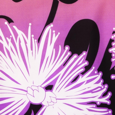 Hula Gradation Midi Dress with Lehua Print / Pink, Yellow & Purple / J1417