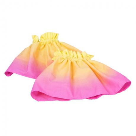 Hula Gradation Midi Dress with Lehua Print / Yellow, Pink & Brown / J1421