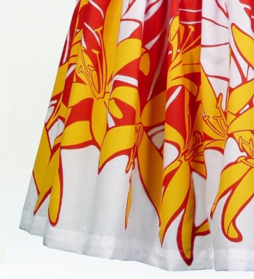 Hula Pa'u Skirt with Spider Lily Print / Red / G1461